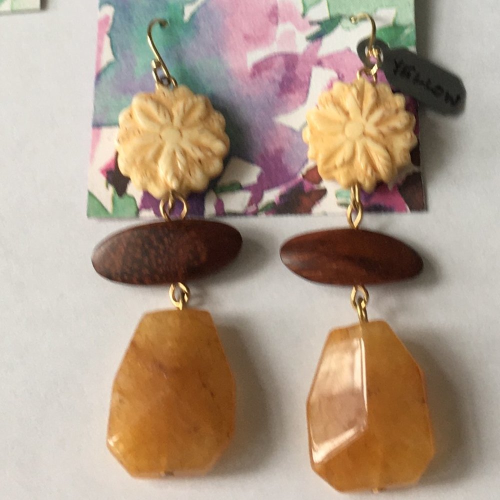 NWT wood and stone earrings